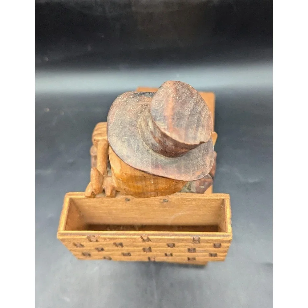 Vintage Hand Carved Wood Wooden Hobo In A Suit Pipe Holder